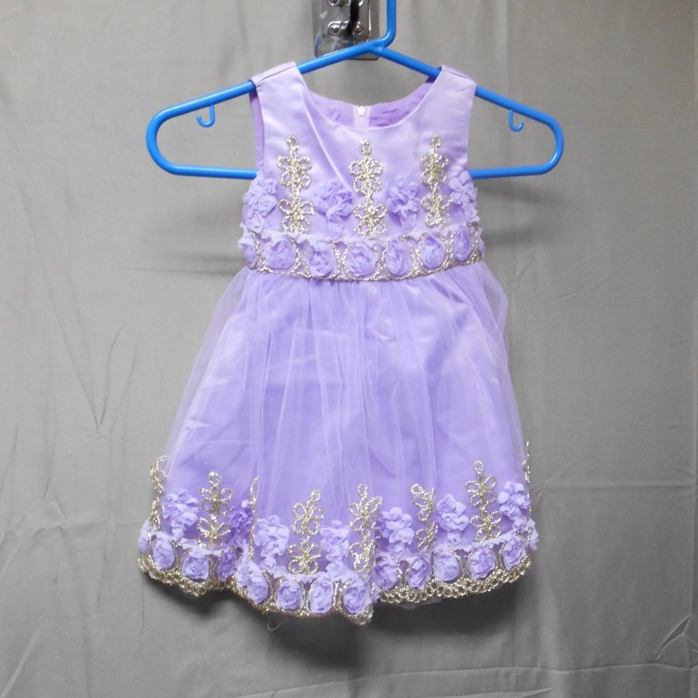 NWT Bojin lilac gold sleeveless dress girl 12-18 M